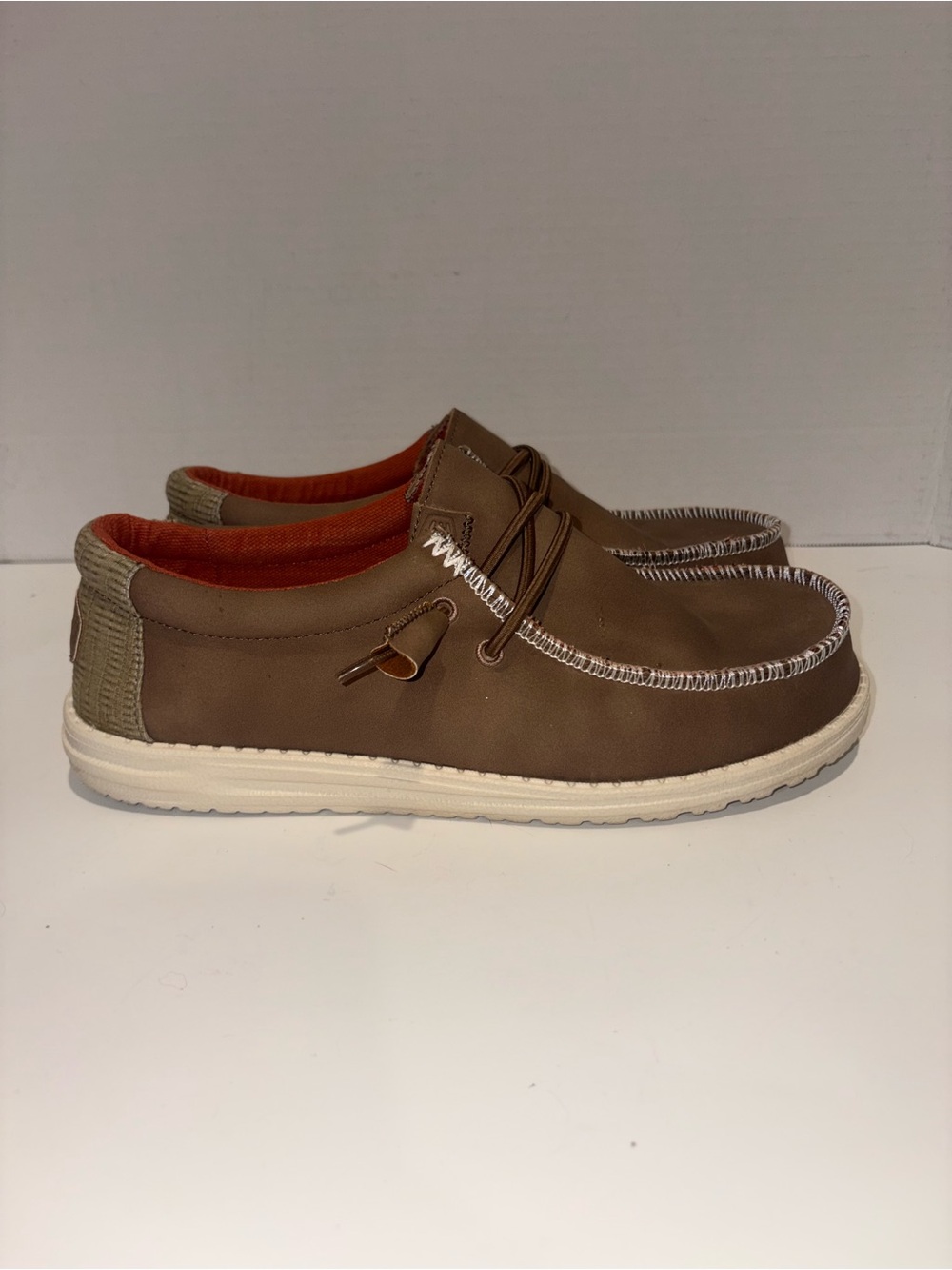 Hey Dude Brown Slip-On Shoes with Cream Sole- Size 8 Mens